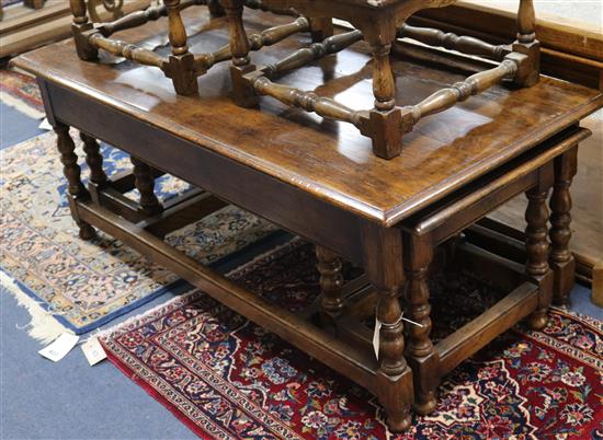 An 18th century style rectangular top nest of tables W.117cm